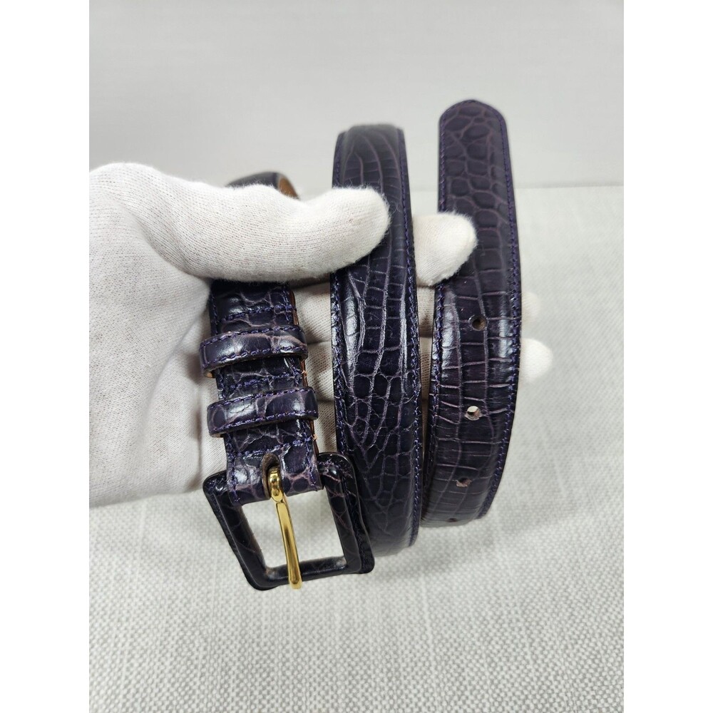 Talbots XL Deep Purple Leather Belt Croc Embossed Made In Italy